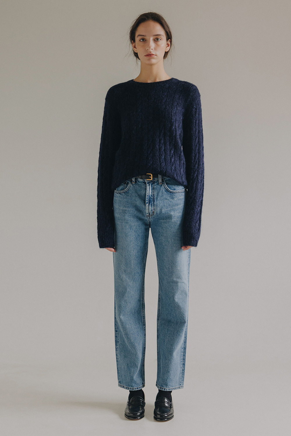 Mohair Cable Knit (Navy)